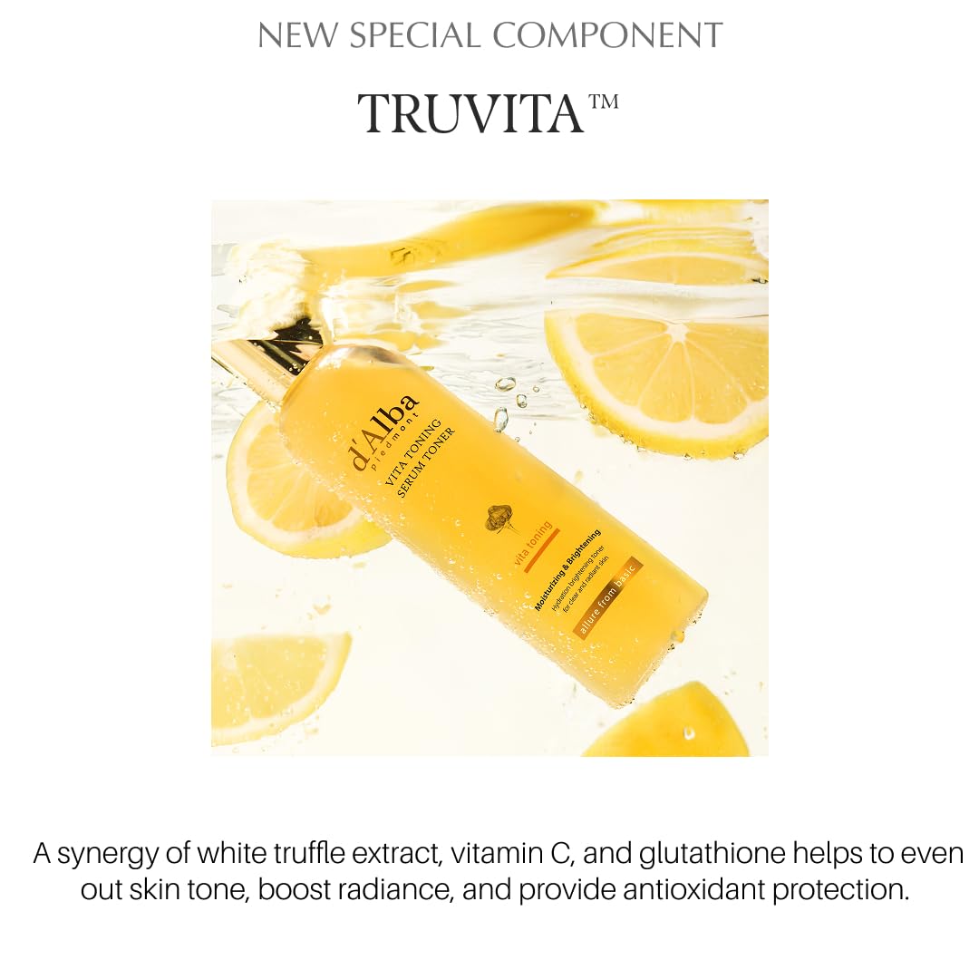 d'alba Piedmont White Truffle Vita Toning Serum Toner, Glass Skin with Double Vitamin Skincare, Face Moisturizer, (6.09 fl. oz) - Maple Wellness Supplements