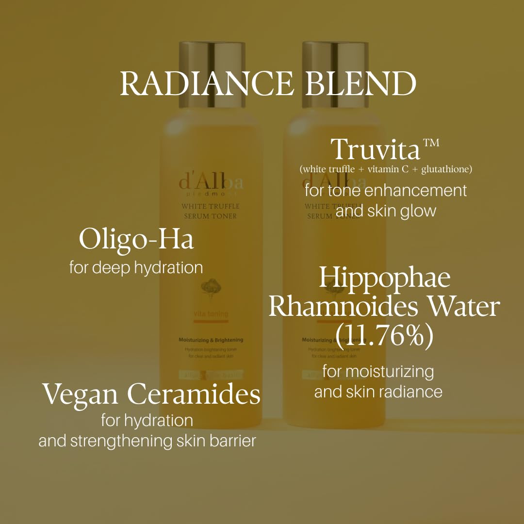 d'alba Piedmont White Truffle Vita Toning Serum Toner, Glass Skin with Double Vitamin Skincare, Face Moisturizer, (6.09 fl. oz) - Maple Wellness Supplements