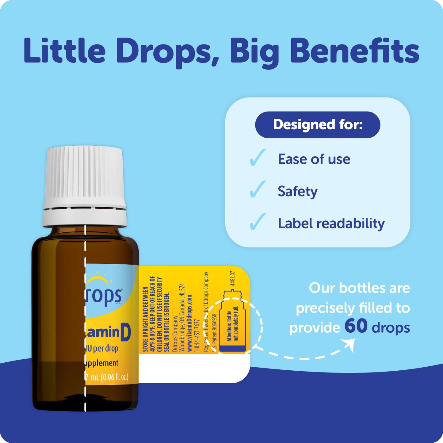 Ddrops Baby 400 IU, Vitamin D, 60 Drops 1.7mL (0.06 Fl. Oz (Pack of 1)) - Maple Wellness Supplements