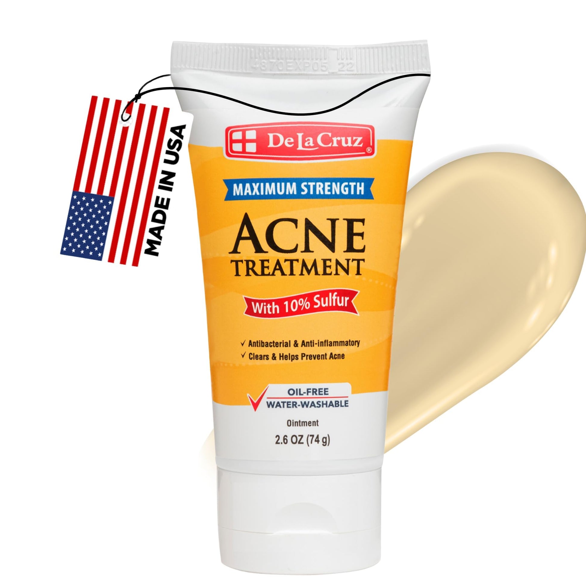 De La Cruz Sulfur Ointment - Cystic Acne Treatment for Face and Body - Daily 10 Min Spot Treatment Mask - Safe and Effective Game Changing Hormonal Acne - Maple Wellness Supplements