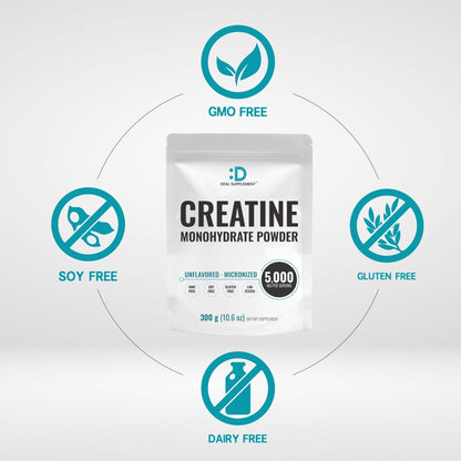 DEAL SUPPLEMENT Instant Creatine Monohydrate Powder, 5g Per Serving – 60 Servings | Micronized, Unflavored, Fast Absorbing Formula - Maple Wellness Supplements