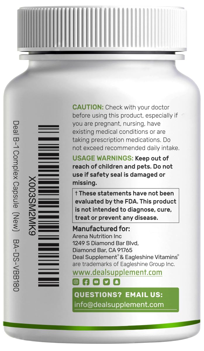 DEAL SUPPLEMENT Vitamin B1 500mg with Benfotiamine, 240 Capsules – 2 in 1 Enhanced Formula – Fat & Water Soluble Thiamine B1 Supplement - Maple Wellness Supplements
