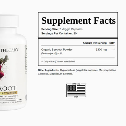 Dear Apothecary Organic Beetroot Capsules | 1300mg Beet Root Powder | Nitric Oxide Precursor | 60 Vegetarian Capsules | Non-GMO, Gluten Free, Vegan - Maple Wellness Supplements