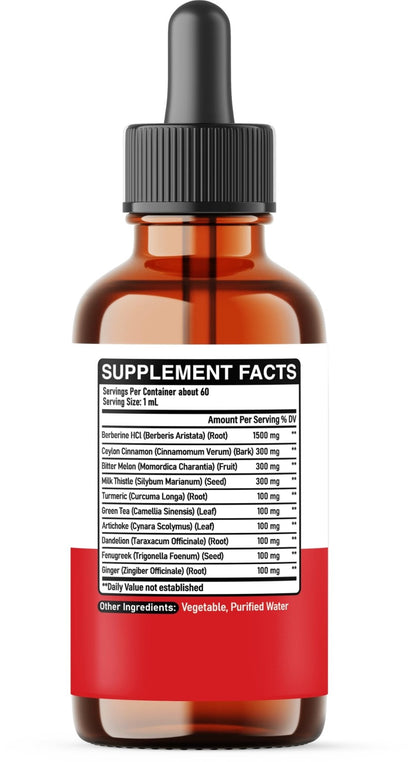 DEDICAD 10in1 Berberine HCl Drops - Liposomal Berberine Liquid - Activator Berberine with Ceylon Cinnamon, Bitter Melon, and 7 More - 60ml - Maple Wellness Supplements