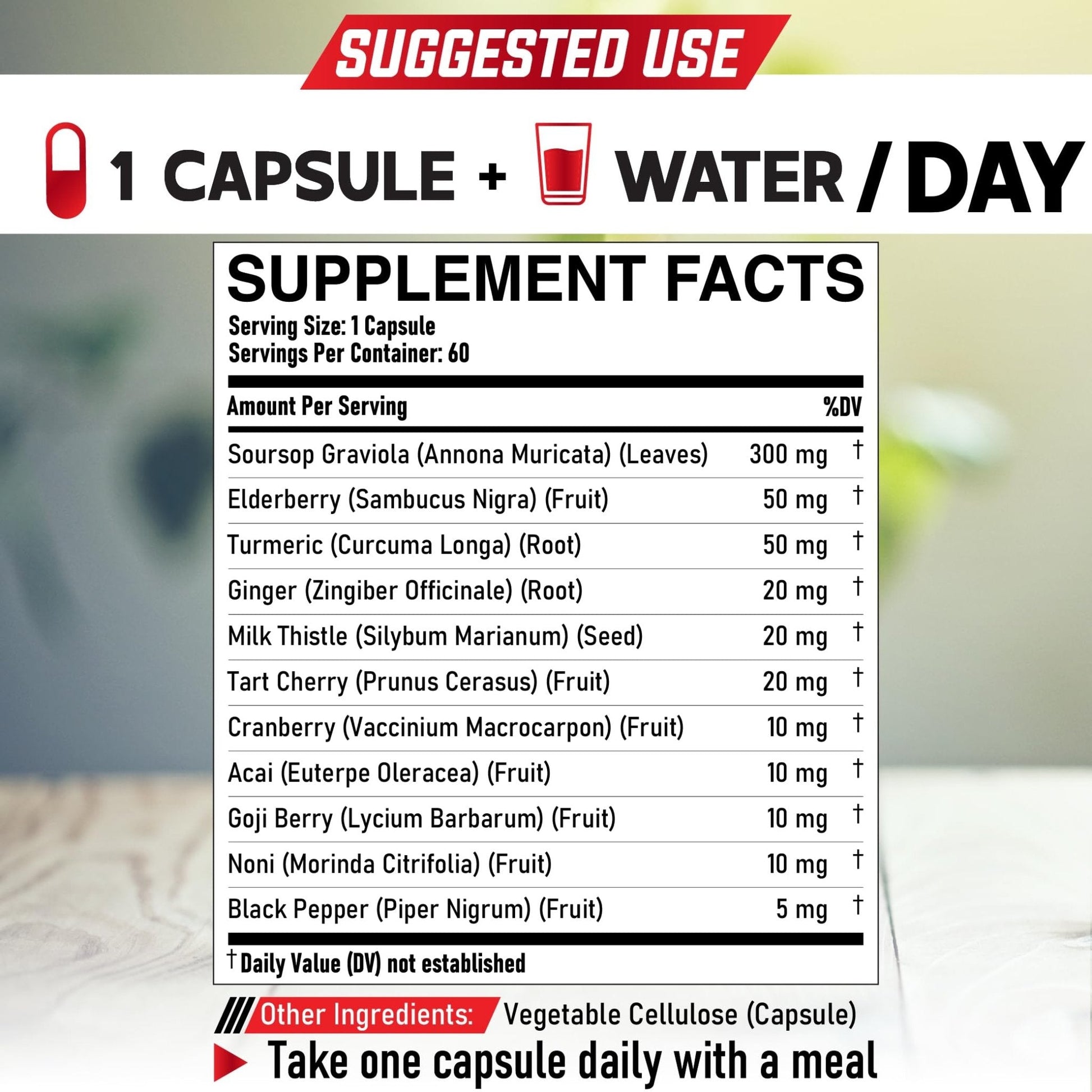 DEDICAD 11in1 Graviola Soursop Capsules - Blended with Elderberry, Turmeric, Ginger, Milk Thistle, Cranberry & More - Support Positive Mood, Immune System & Body Management - Maple Wellness Supplements