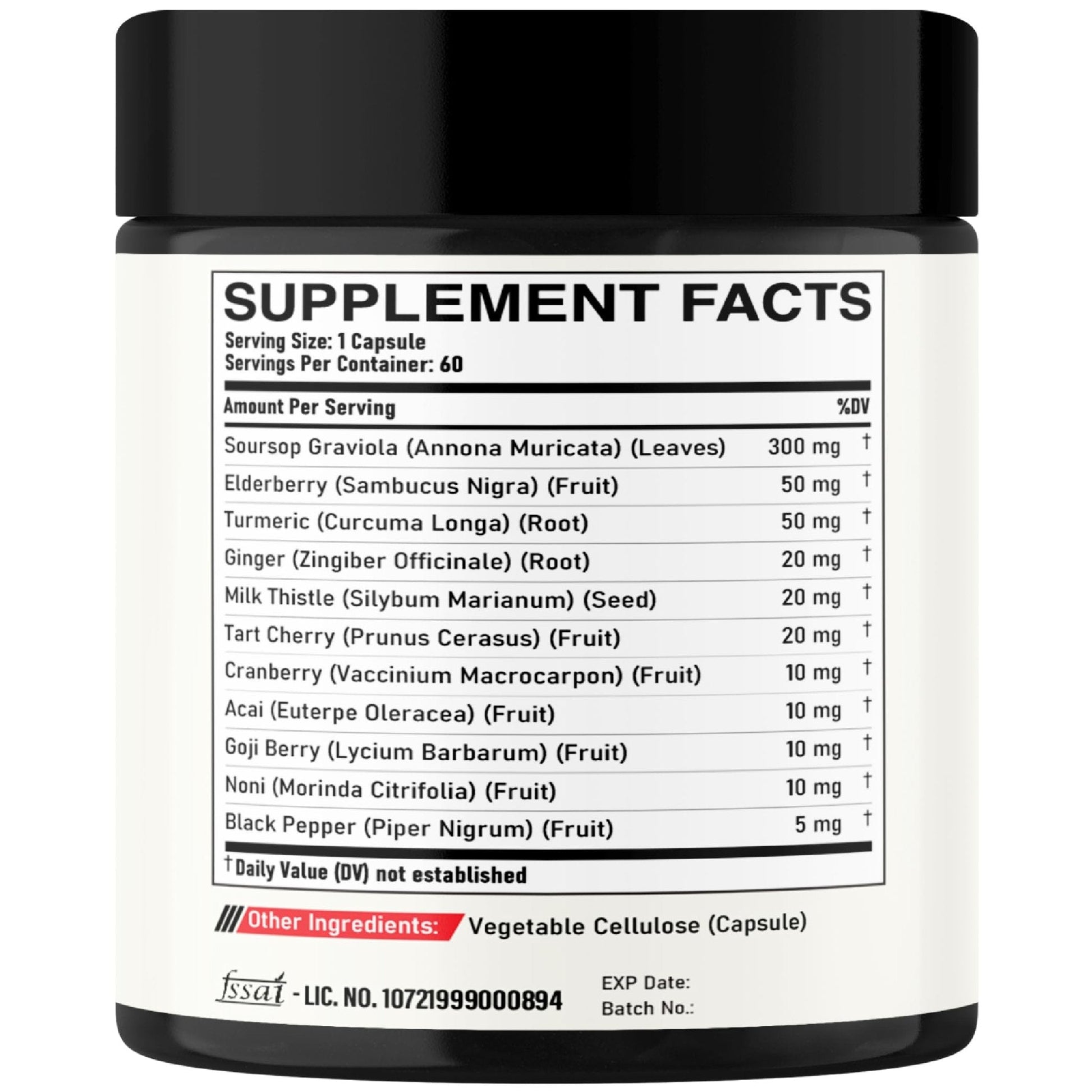 DEDICAD 11in1 Graviola Soursop Capsules - Blended with Elderberry, Turmeric, Ginger, Milk Thistle, Cranberry & More - Support Positive Mood, Immune System & Body Management - Maple Wellness Supplements