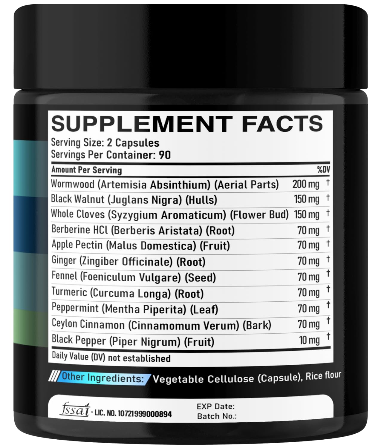 DEDICAD 11in1 Wormwood Capsules - 180 Capsules Extracted from Black Walnut, Cloves, Ginger, Turmeric, Apple, Berberine HCl & More - Support Immune System for 3 Months - Maple Wellness Supplements