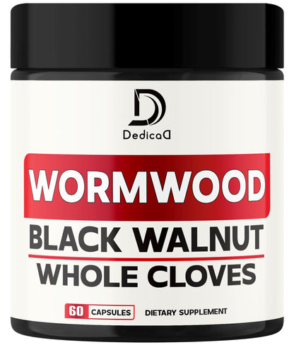 DEDICAD 12in1 Wormwood Capsules Black Walnut Cloves, Ginger, Turmeric Curcumin & Black Pepper - Immune System - 60 Capsules - Maple Wellness Supplements