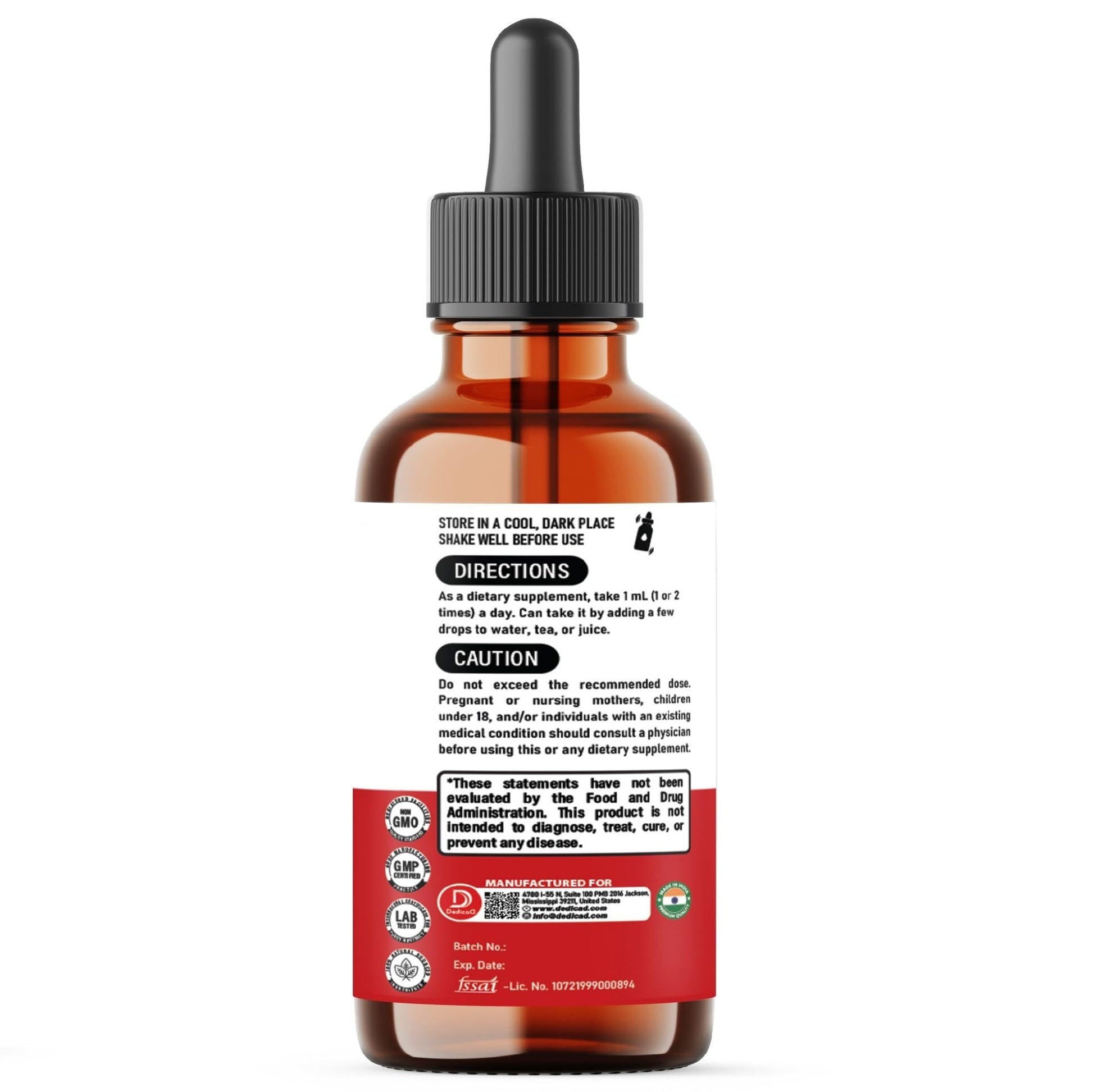 DEDICAD 12in1 Wormwood Liquid Drops Added Black Walnut, Whole Cloves and 9 More Herbs - 2 Fl Oz - 60 Days Supply - Mint Flavor - Maple Wellness Supplements