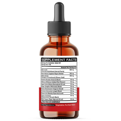DEDICAD 12in1 Wormwood Liquid Drops Added Black Walnut, Whole Cloves and 9 More Herbs - 2 Fl Oz - 60 Days Supply - Mint Flavor - Maple Wellness Supplements
