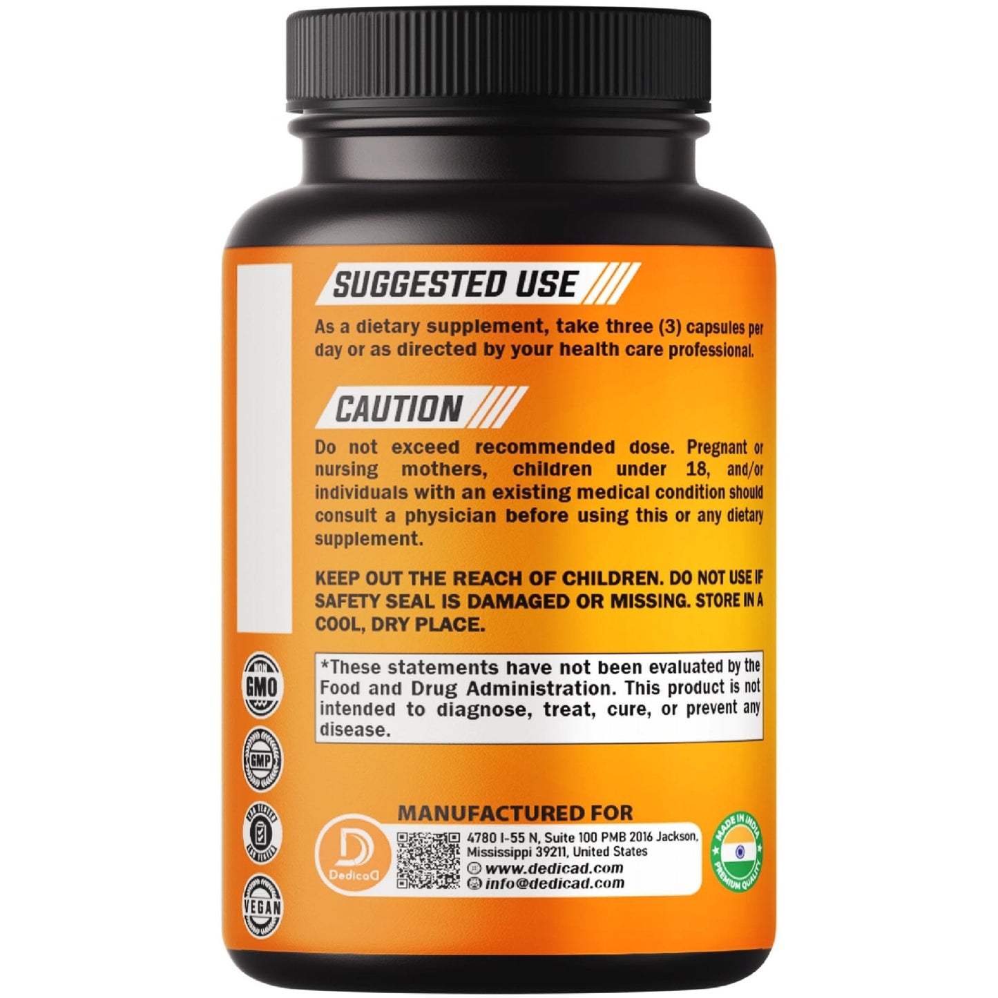 DEDICAD 27in1 Fiber and Spice Supplement - Combined with Organic Psyllium, Whole Apple, Elderberry & More - Support Mood, Body & Immunity - 90 Capsules for 1 Month - Maple Wellness Supplements