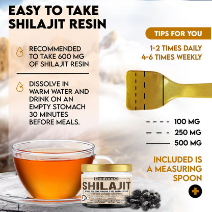 DEDICAD 30g Shilajit Resin with Herbal Complex - Paullinia Guarana, Gotu Kola Leaf & More - Shilajit Pure Himalayan Organic for Immune System, Energy Production, Brain Health & Stamina - Maple Wellness Supplements