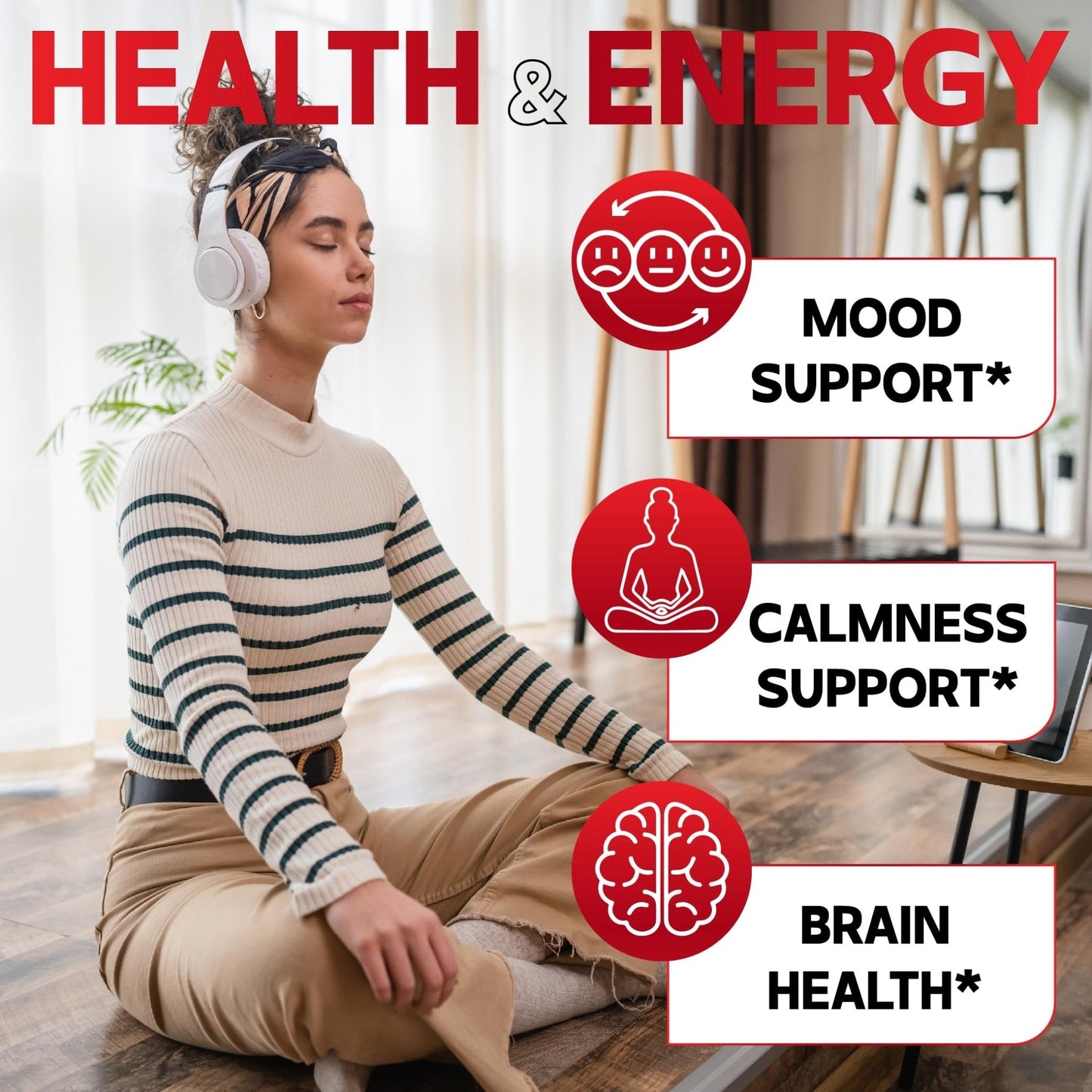 DEDICAD 5 HTP Supplement 1010mg - 60 Capsules - 3in1 Combined with Vitamin B6, L-Tryptophan - Comfortable Mood, Brain Health, Body Management & Immune System Support - Maple Wellness Supplements