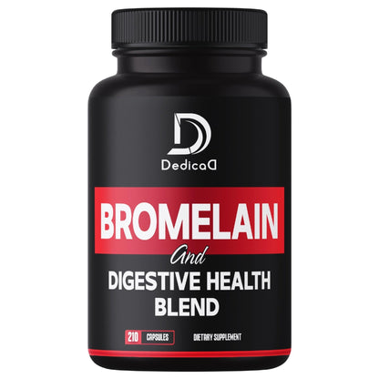 DEDICAD 6in1 Bromelain 500mg Supplement - 1000mg per Serving - 210 Capsules with Digestive Health Blend as Quercetin, Ginger, Turmeric, Papaya - Support Overall Health, Digestion & Immune System - Maple Wellness Supplements