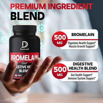 DEDICAD 6in1 Bromelain 500mg Supplement - 1000mg per Serving - 210 Capsules with Digestive Health Blend as Quercetin, Ginger, Turmeric, Papaya - Support Overall Health, Digestion & Immune System - Maple Wellness Supplements