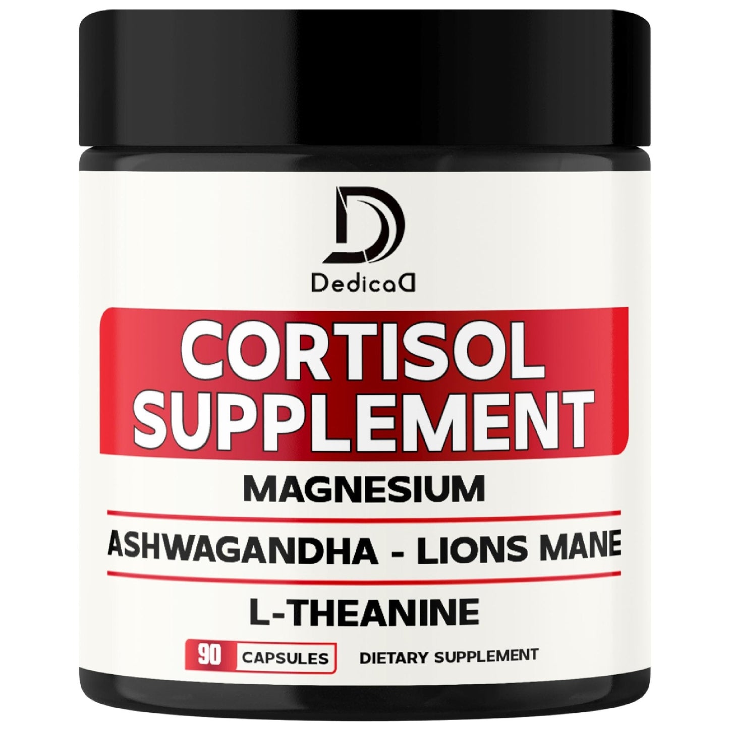 DEDICAD 9in1 Cortisol Supplement - Ashwagandha and Magnesium Glycinate and Chelate - Brain Health & Restful Night & Mood Balance - 90 Capsules Supply 45 Days - Maple Wellness Supplements