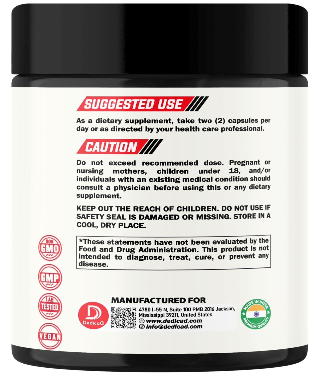 DEDICAD 9in1 Cortisol Supplement - Ashwagandha and Magnesium Glycinate and Chelate - Brain Health & Restful Night & Mood Balance - 90 Capsules Supply 45 Days - Maple Wellness Supplements