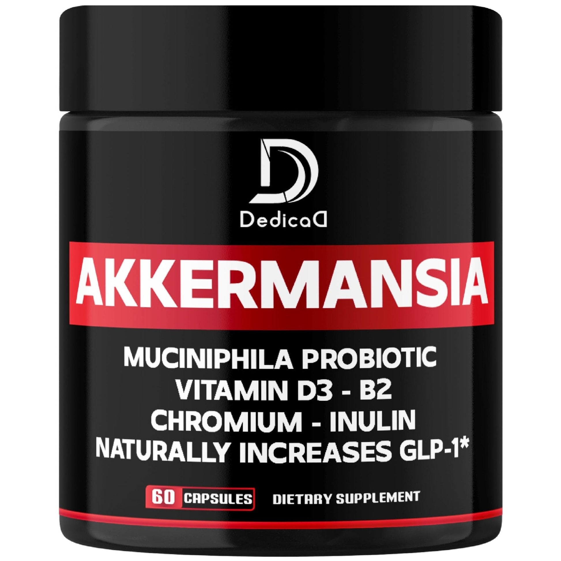 DEDICAD Akkermansia Probiotic for Increases GLP-1 - Contains Inulin, Bacillus Coagulans, Lactobacillus Acidophilus & Chromium - 60 Days Supply - 60 Capsules - Maple Wellness Supplements
