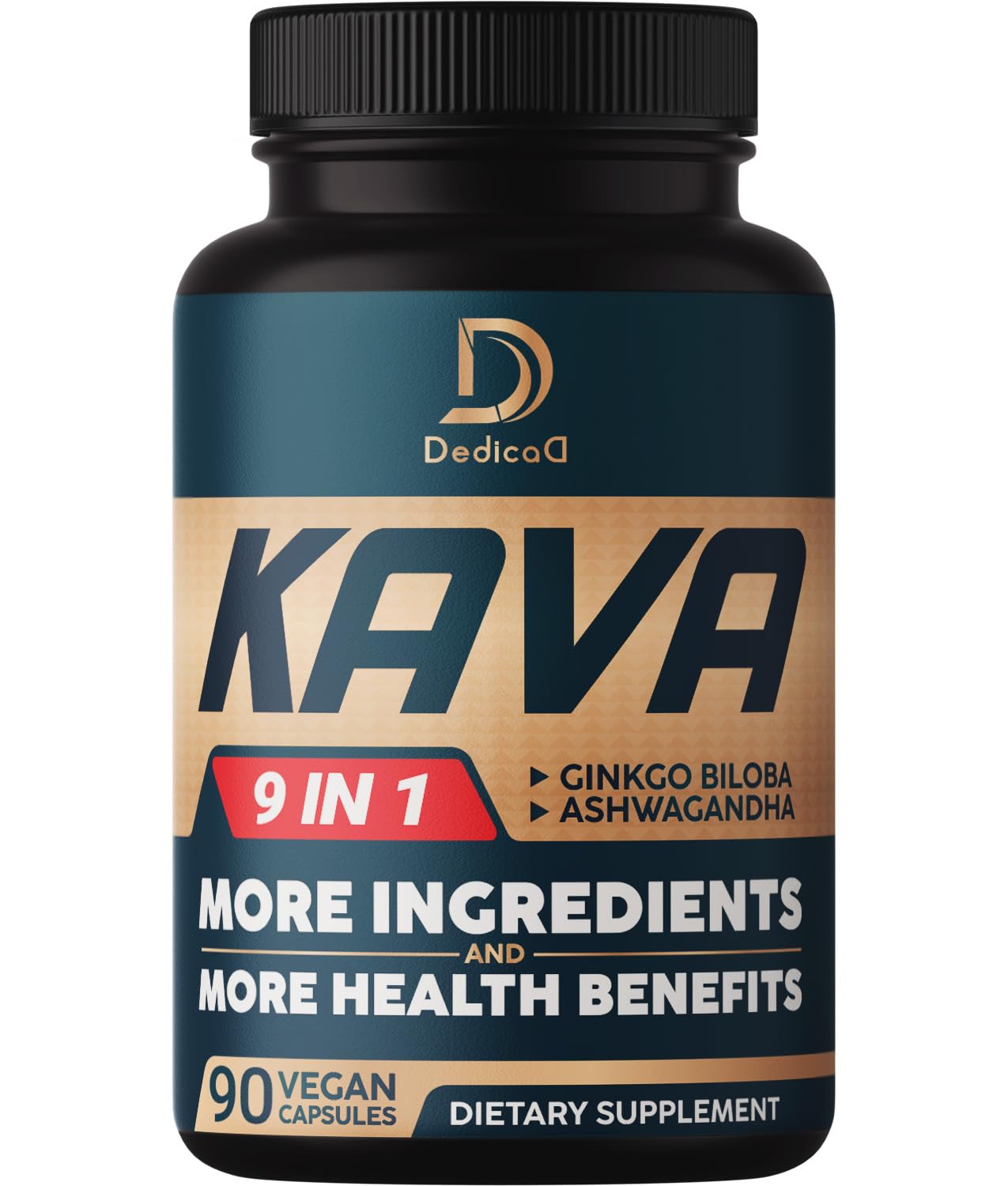 DEDICAD Kava Kava Capsules - 3 Month Supply - 9 Herbs with Ginkgo Biloba, Ashwagandha Root, Andean Cocoa, Graviola Leaf, Chamomile, Valerian, Lemon Balm & Skullcap - Support Mood & Immune - 90 Pills - Maple Wellness Supplements