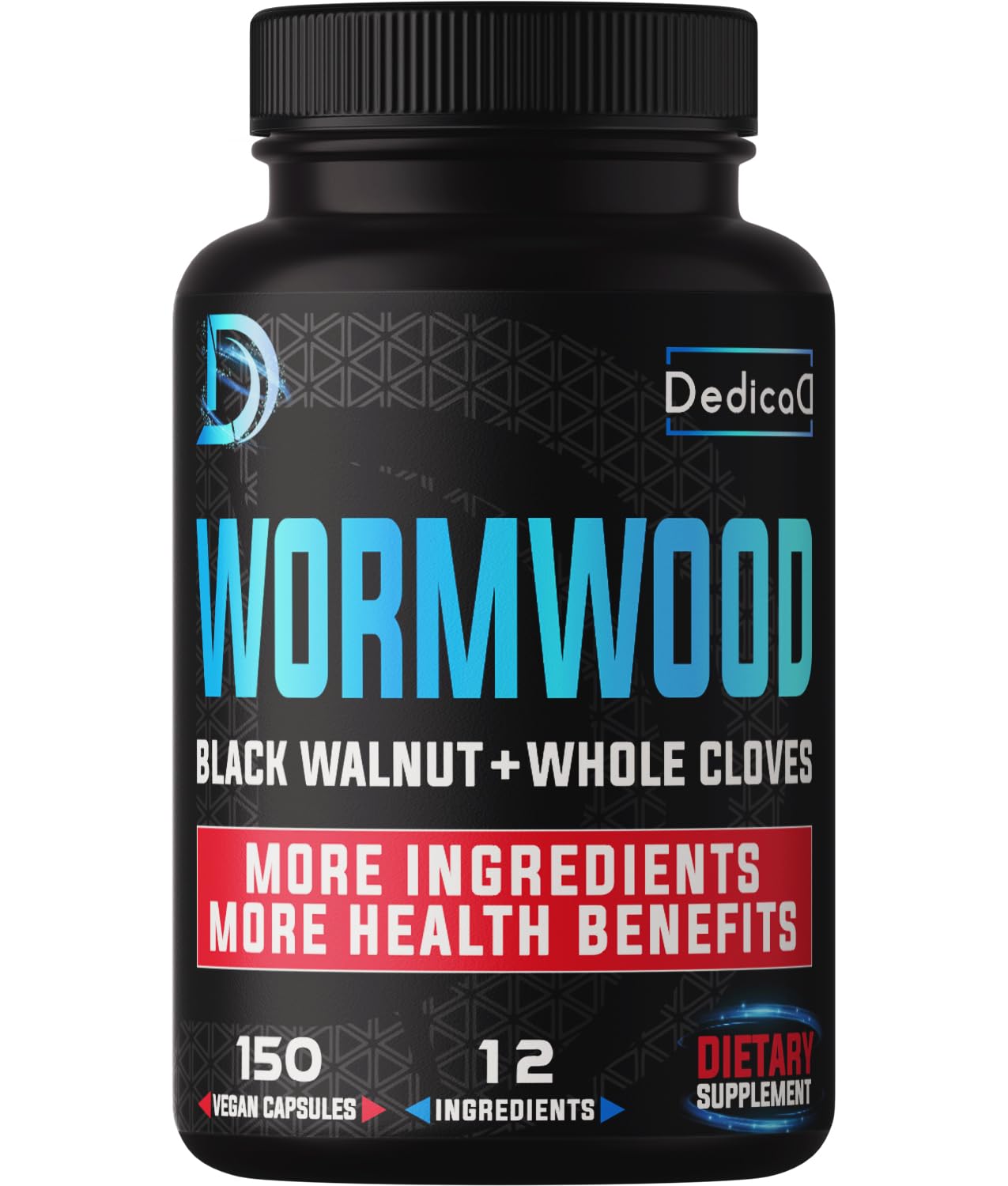 DEDICAD Premium Wormwood Extract Capsules - 5 Month Supply for Immune - 12 Herbs Blended with Black Walnut Leaves, Ginger, Turmeric & More - 150 Counts - Maple Wellness Supplements