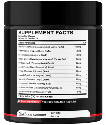 DEDICAD Wormwood Capsules - 12 Herbs Blended Black Walnut, Cloves, Ginger, Turmeric, Cinnamon, Apple, Quassia - 2 Packs 50 Capsules - Maple Wellness Supplements