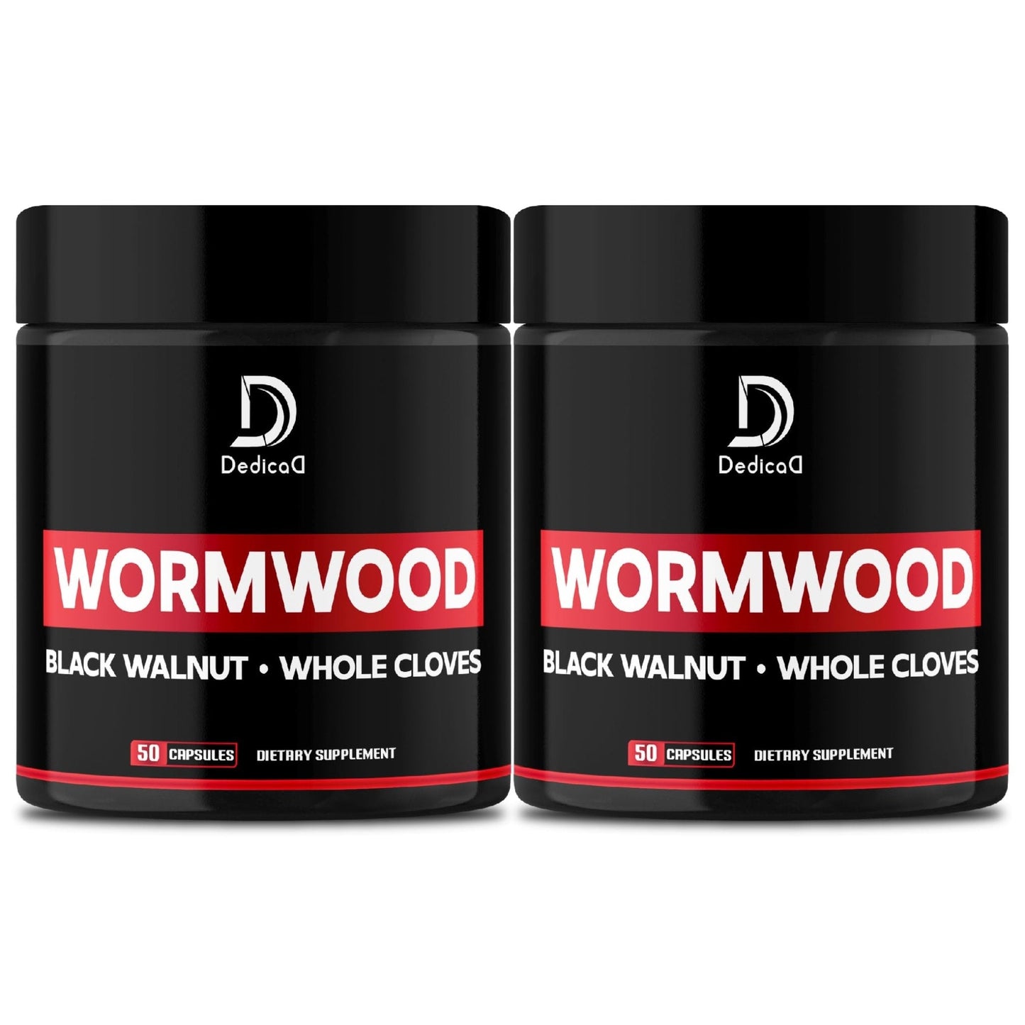 DEDICAD Wormwood Capsules - 12 Herbs Blended Black Walnut, Cloves, Ginger, Turmeric, Cinnamon, Apple, Quassia - 2 Packs 50 Capsules - Maple Wellness Supplements