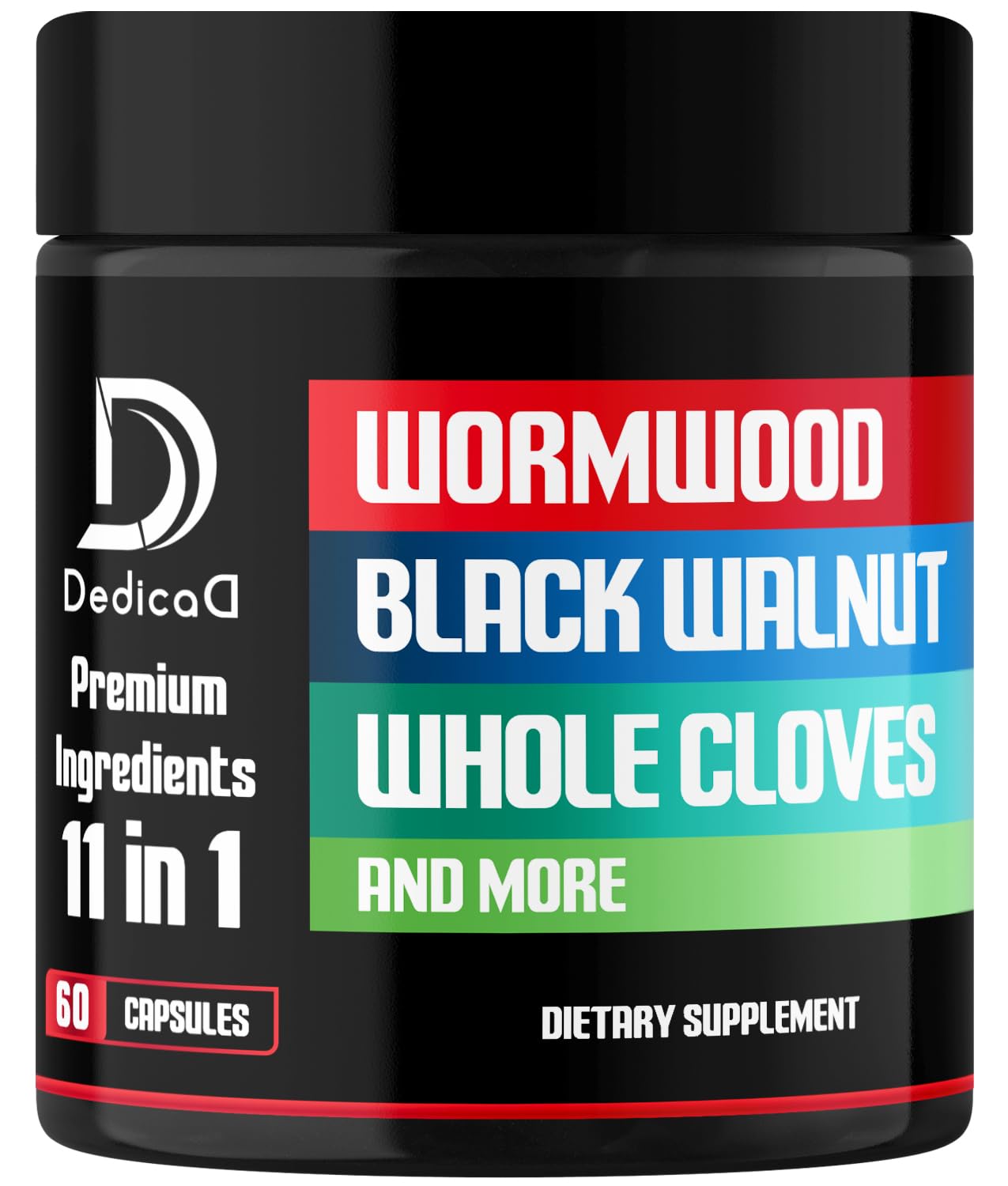 DEDICAD Wormwood Capsules Supplement - Extracted from Black Walnut, Cloves, Turmeric, Apple, Berberine HCl & More - 11 Ingredients Combined for Immune System, Body Management - 60 Capsules - Maple Wellness Supplements