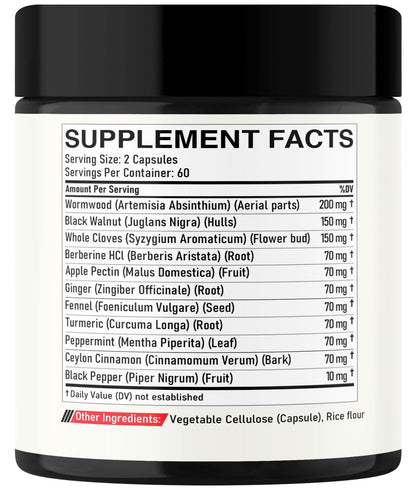 DEDICAD Wormwood Supplement - 120 Capsules Extracted from Black Walnut, Cloves, Turmeric, Apple, Berberine HCl & More - 11 Ingredients Combined for Immune System - 2-Month Supply - Maple Wellness Supplements