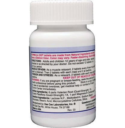 Dee CEE Labs Formula 303 Maximum Strength Tablets, 90 Tablets; All-Natural containing Magnesium for Sore Muscles - Maple Wellness Supplements
