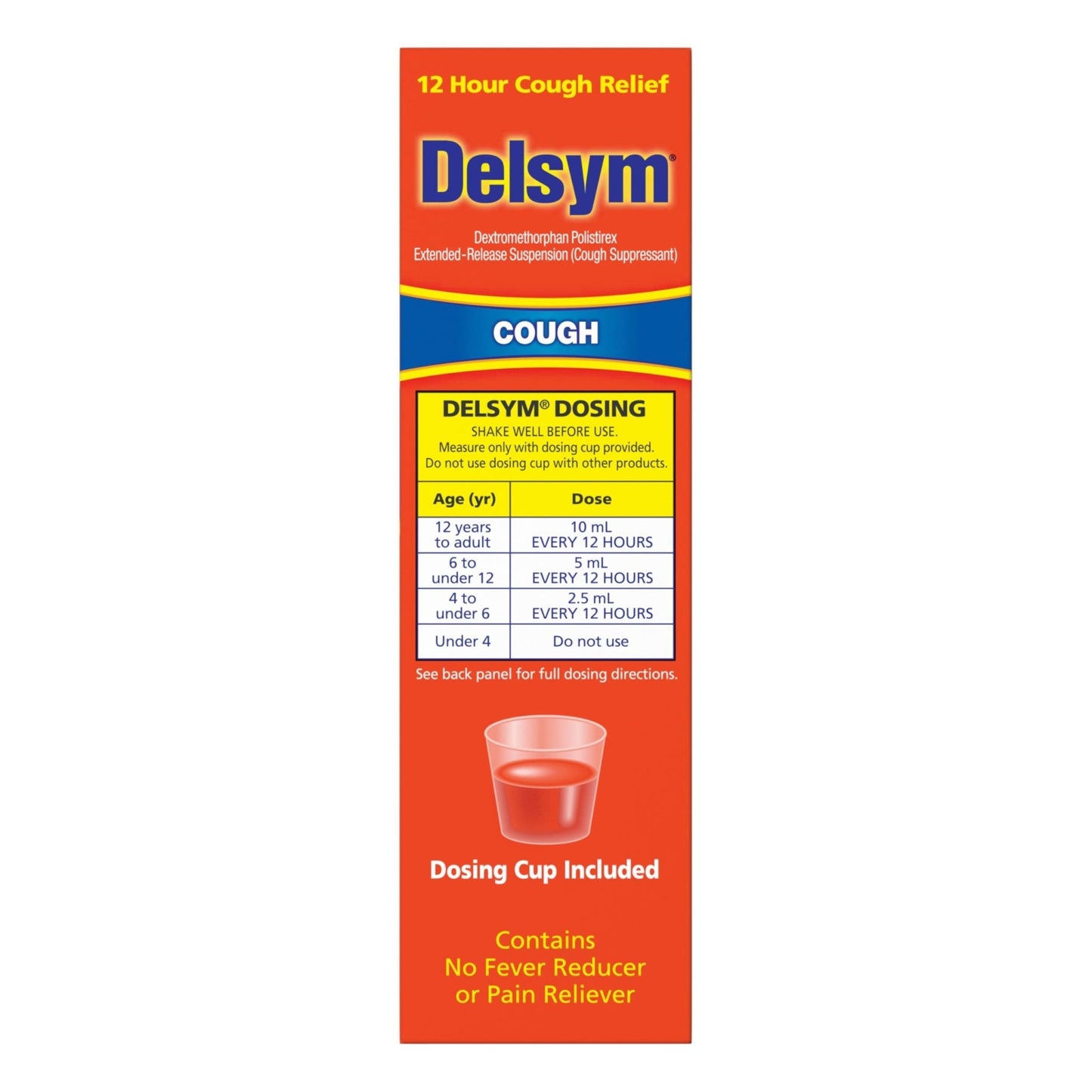 Delsym 12 Hour Cough Medicine for Adults, Powerful Relief for 12 Hours, Cough Suppressant Liquid with Extended-Release Dextromethorphan, Orange Flavor Liquid Cough Syrup, 5 Fl Oz (Pack of 1) - Maple Wellness Supplements
