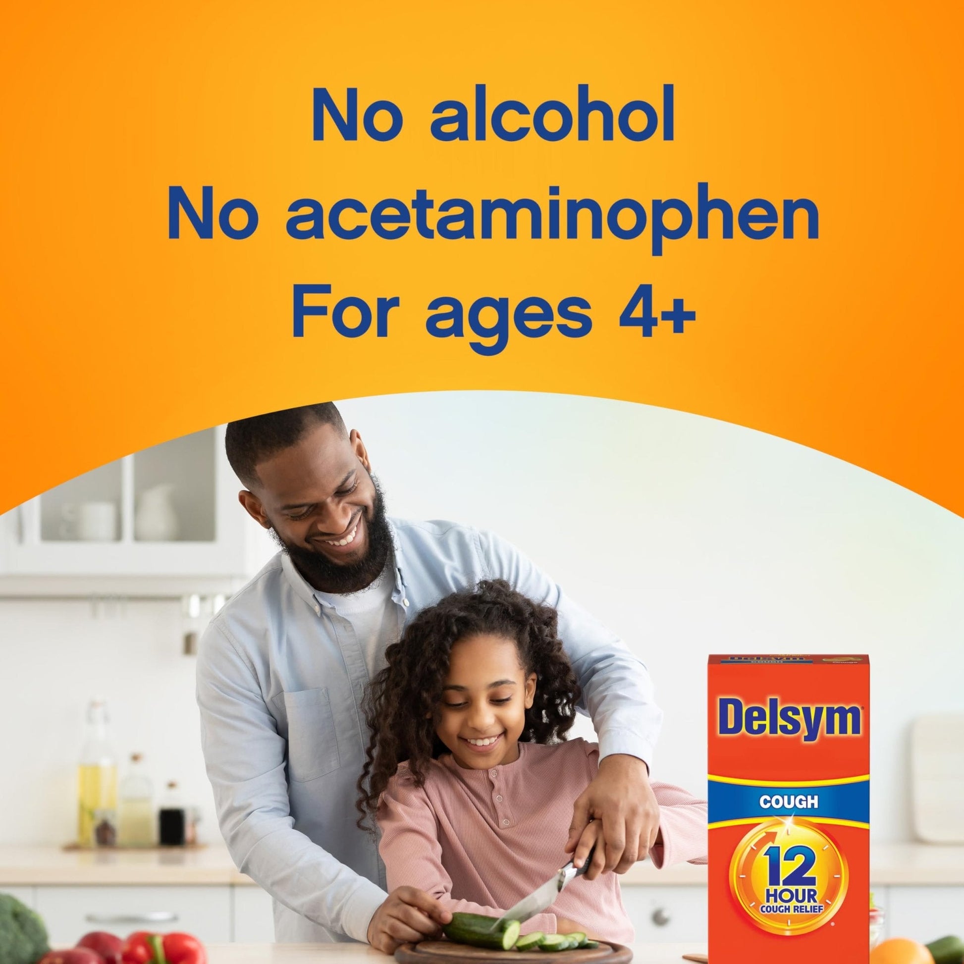 Delsym 12 Hour Cough Medicine for Adults, Powerful Relief for 12 Hours, Cough Suppressant Liquid with Extended-Release Dextromethorphan, Orange Flavor Liquid Cough Syrup, 5 Fl Oz (Pack of 1) - Maple Wellness Supplements