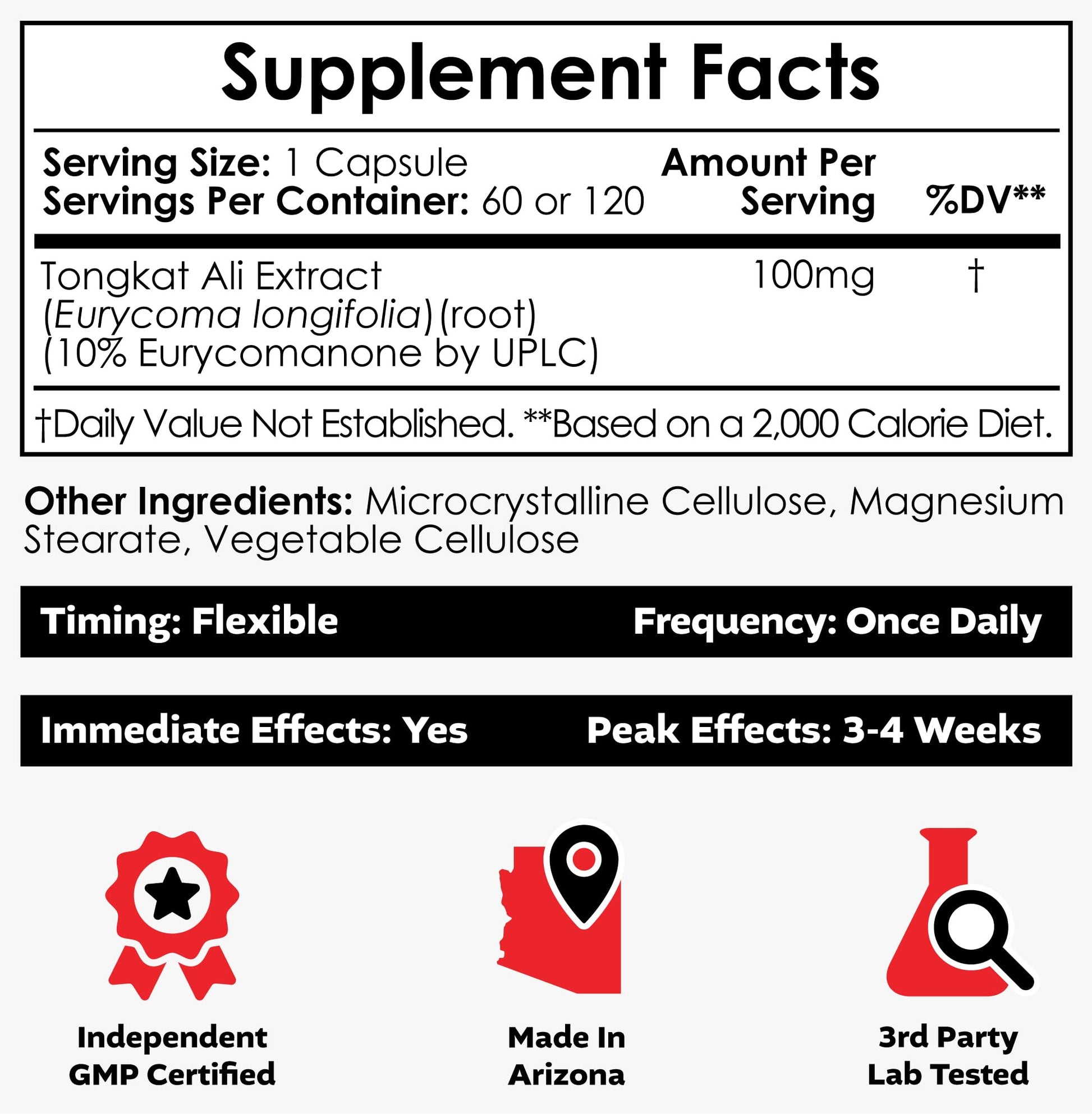 Depot Tongkat Ali Extract Capsules | 100mg | 60 Count | 10% Eurycomanone by HPTLC | Eurycoma longifolia Root Extract - Maple Wellness Supplements