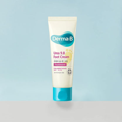 Derma B | Urea 9.8% Foot Cream | Foot Lotion for Dry Cracked Heel Treatment | Camellia Oil, Urea Cream for Feet | Hypoallergenic Leg Cream for Sensitive Skin | Woody Scent Foot Care | 2.7 fl oz (80ml) - Maple Wellness Supplements