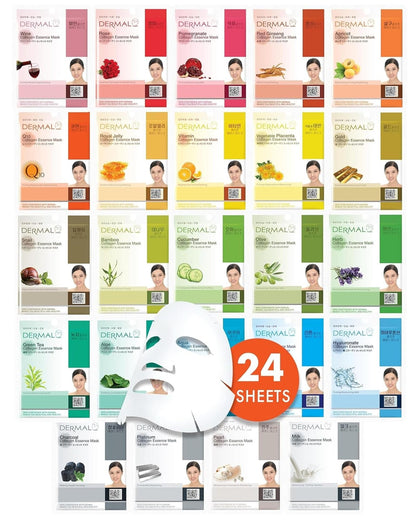 DERMAL 24 Combo Pack Made in Korea Facial Mask – 20+ Years of K-Beauty Experience, - Maple Wellness Supplements