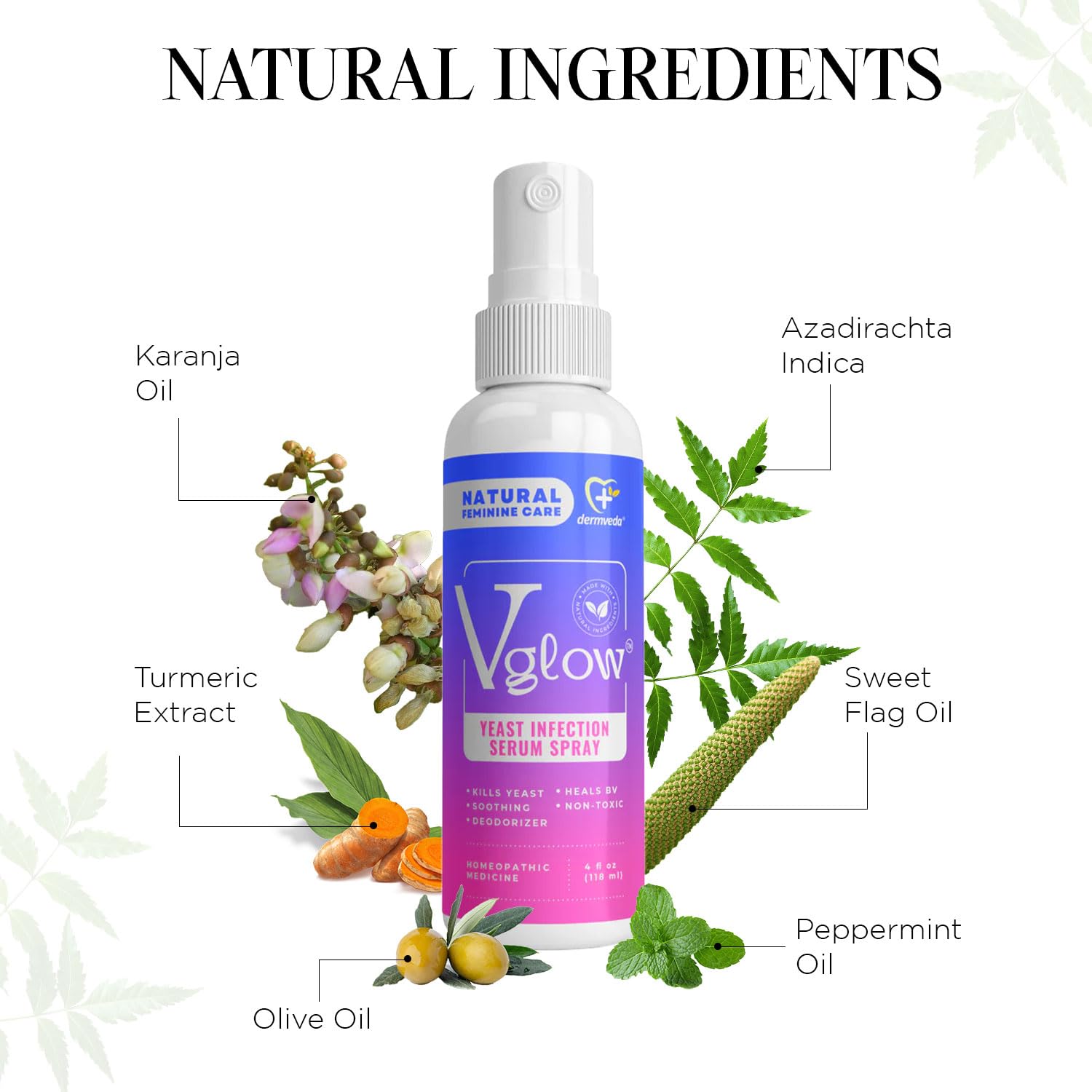 Dermveda Boric Acid BV Relief for Women - Natural Yeast Infection, Odor, Itch Relief Solution - Treats Yeast Infection Symptoms with Effective Boric Acid Formula. - Maple Wellness Supplements
