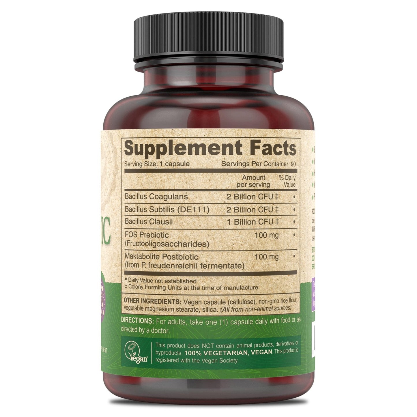 DEVA Vegan Probiotic Supplement - Pre, Pro, and Postbiotics for Digestive Health, 5 Billion CFU, Soil-Based, Spore-Forming, Dairy Free, FOS Prebiotics - Maple Wellness Supplements