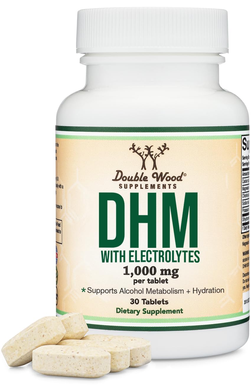 DHM1000 Dihydromyricetin (DHM) Tablets - Most Powerful DHM Supplement on The Market - 1,000mg per Capsule (30 Count) Enhanced with Electrolytes - Maple Wellness Supplements