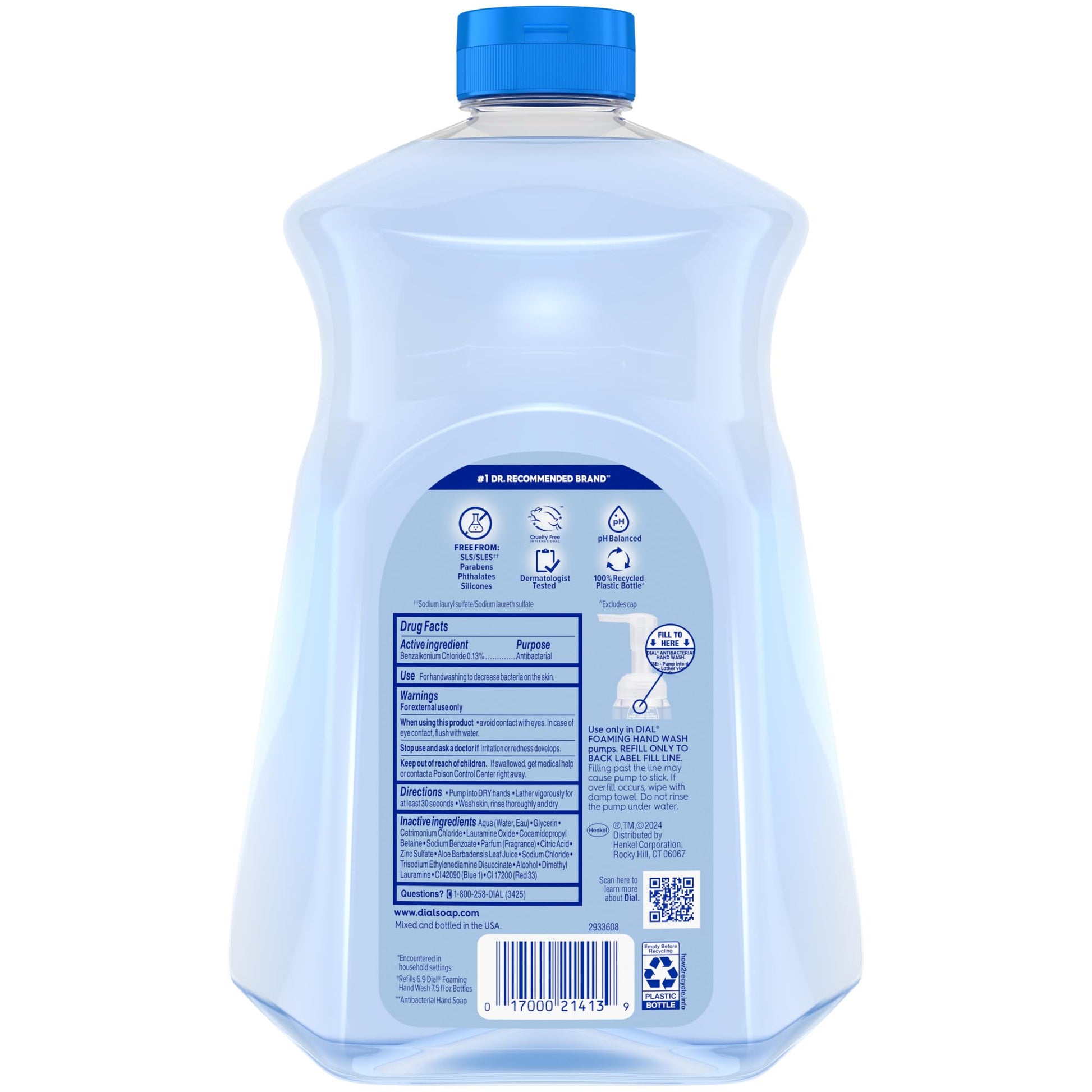 Dial Antibacterial Defense Foaming Hand Soap + Aloe, Spring Water Scent, 52 Fl Oz Hand Soap Refill - Maple Wellness Supplements