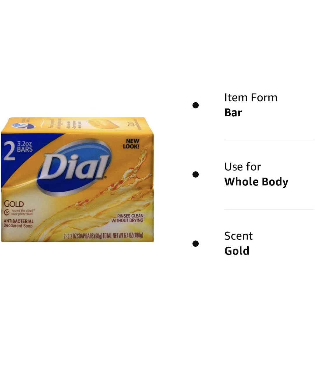 Dial Gold Antibacterial Deodorant Soap, 2 Pack, Total Net Wt 6.4 oz - Maple Wellness Supplements