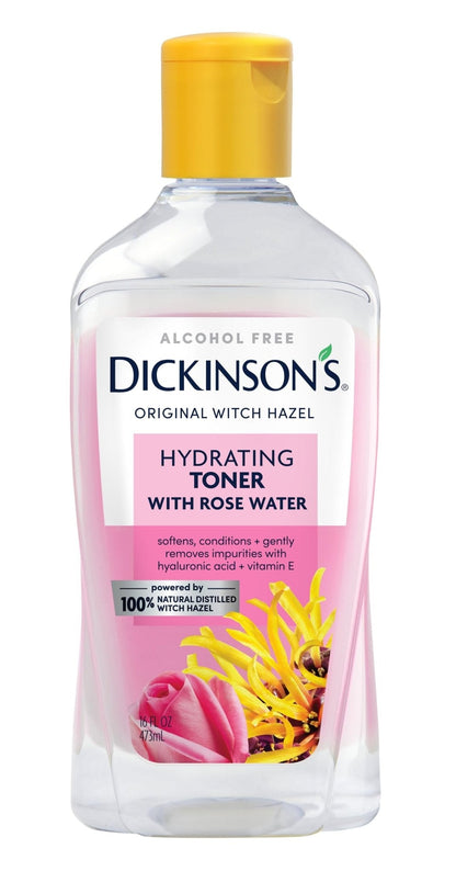 Dickinson's Enhanced Witch Hazel Hydrating Toner with Rosewater, Alcohol Free, 98% Natural Formula, 16 Fl Oz (Pack of 1) - Maple Wellness Supplements
