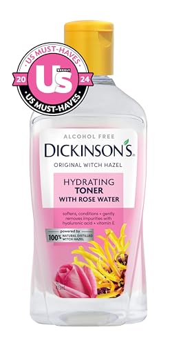 Dickinson's Enhanced Witch Hazel Hydrating Toner with Rosewater, Alcohol Free, 98% Natural Formula, 16 Fl Oz (Pack of 1) - Maple Wellness Supplements