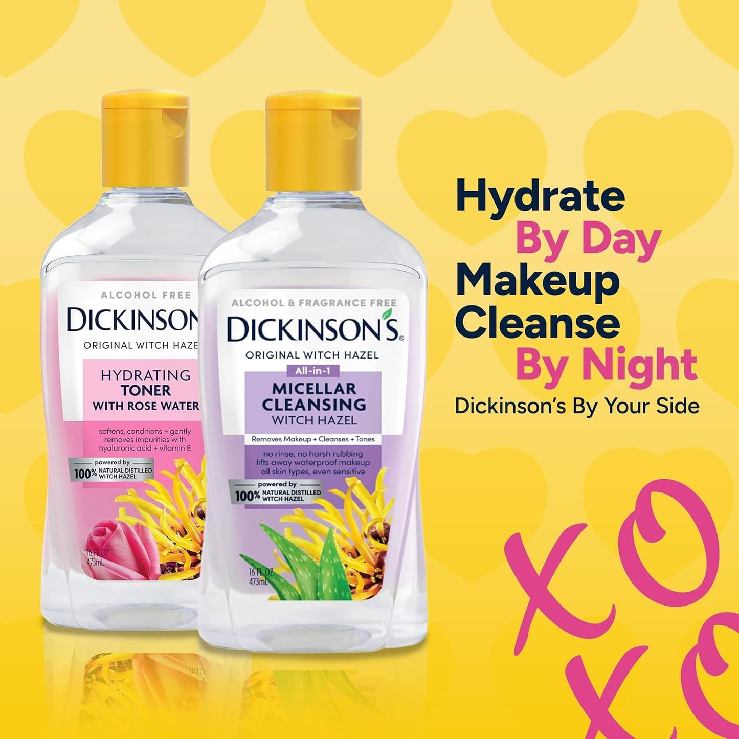 Dickinson's Enhanced Witch Hazel Hydrating Toner with Rosewater, Alcohol Free, 98% Natural Formula, 16 Fl Oz (Pack of 1) - Maple Wellness Supplements
