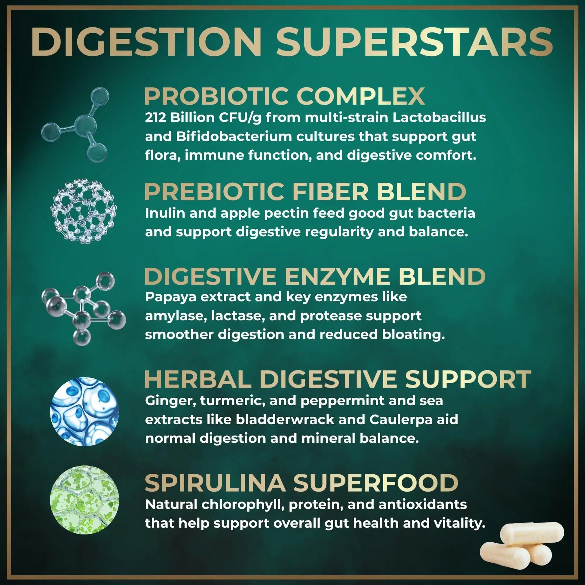 Digestive Enzymes for Women and Men with Probiotics and Prebiotics - Vegan Digestive Enzyme Blend - Bloating Support, Gut Health & Digestion Supplement with Artichoke Ginger Turmeric - 180 Capsules - Maple Wellness Supplements