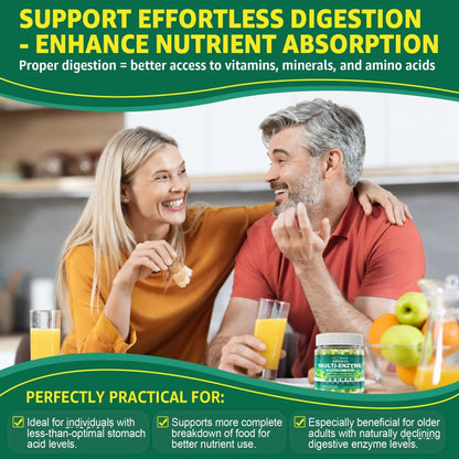 Digestive Enzymes Gummies for Women & Men, Multi-Enzymes with 90Billion CFU Probiotics and Prebiotics & Postbiotic, Vegetable & Fruit Fiber Blend, Super Enzymes for Digestive & Gut Health,Immune,60Cts - Maple Wellness Supplements