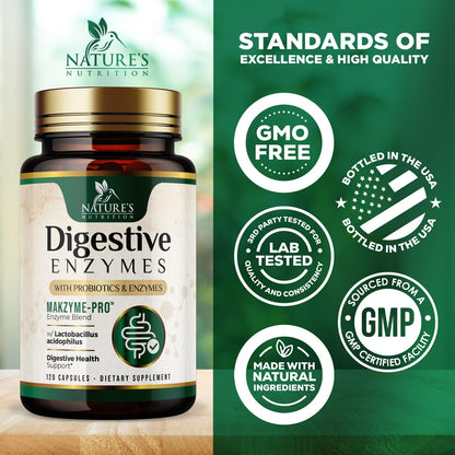 Digestive Enzymes - Super Digestive Multi Enzyme Complex for Bloating & Gut Health Support with Bromelain, Papain, Probiotics & Prebiotics - Digestion Health - Maple Wellness Supplements
