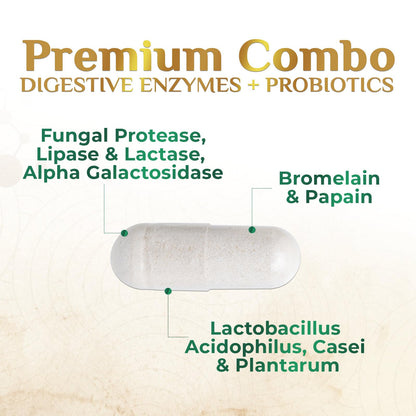 Digestive Enzymes - Super Digestive Multi Enzyme Complex for Bloating & Gut Health Support with Bromelain, Papain, Probiotics & Prebiotics - Digestion Health - Maple Wellness Supplements