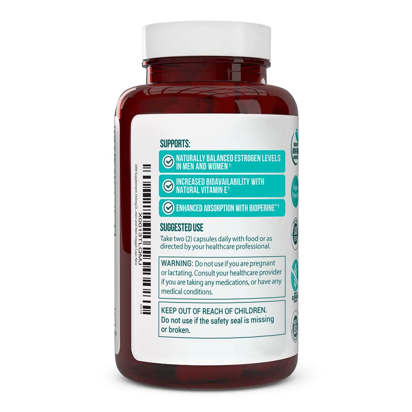 DIM Supplement 250mg (Diindolylmethane)-Plus Dong Quai, Natural Vitamin E & BioPerine - Supports Menopause Relief & Hormonal Acne -Hormone Balance Support for Women and Men-Veggie Caps - Maple Wellness Supplements