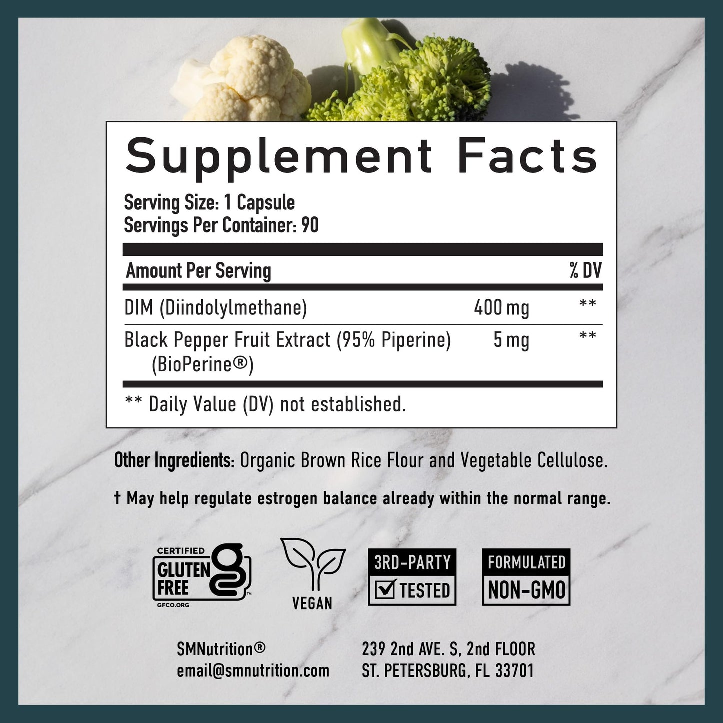 DIM Supplement 400MG Extra Strength | Hormone Balance for Men and Women | Menopause, Acne, Hot Flashes Relief, Prostate Support & Antioxidant Support | Soy-Free, Gluten-Free | SMNutrition | 90 Ct. - Maple Wellness Supplements