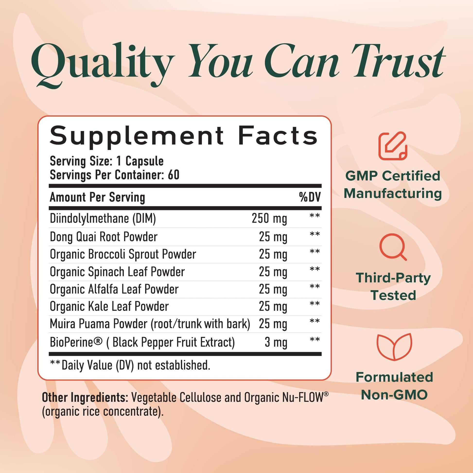 DIM Supplement for Women 250 mg | Estrogen & Hormone Balance | Menopause, Hot Flashes & Night Sweats Support | DIM Complex Estrogen Supplement for Women | with BioPerine | Gluten-Free | 60 Ct - Maple Wellness Supplements