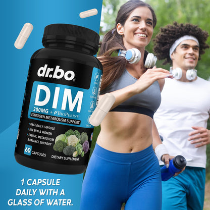 DIM Supplement for Women & Men 200mg - Androgen Estrogen Blocker for Men & Women, Hormonal Acne Pills, Hormone Balance, Menopause Support, Diindolylmethane DIM Supplement Plus BioPerine - 60 Capsules - Maple Wellness Supplements